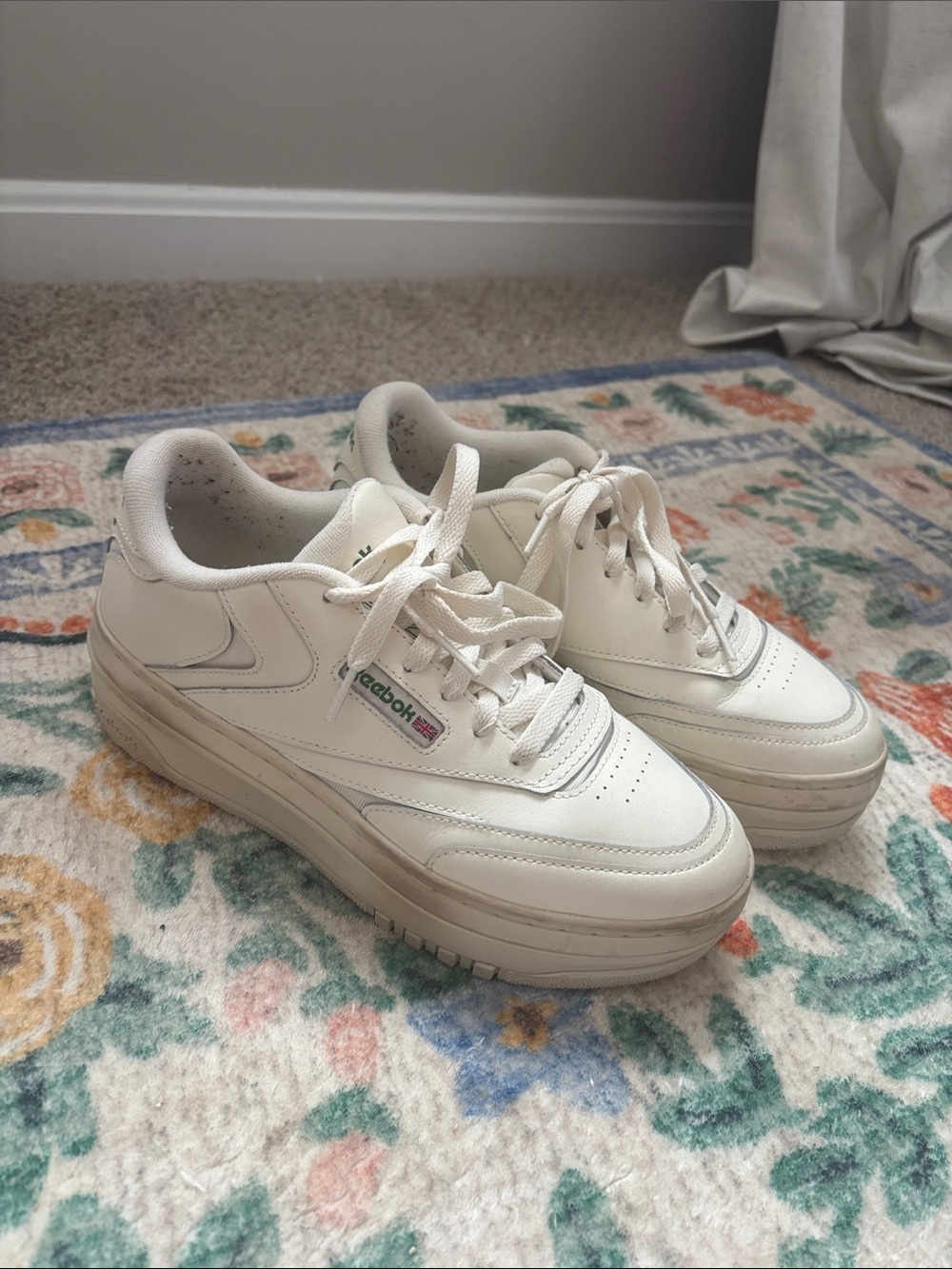 Reebok Club C Extra Women’s White Platform Tennis Lace-Up Sneakers